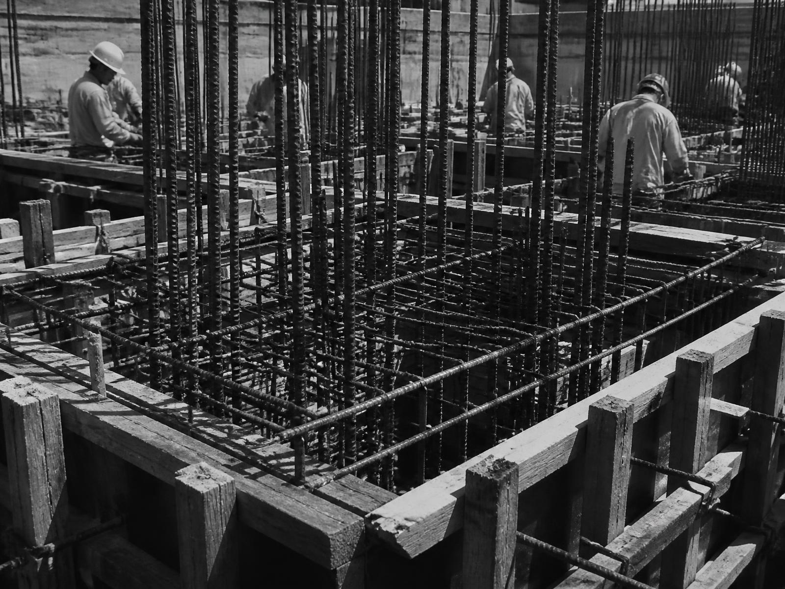 Reinforcement cage and formwork prepared ahead of a concrete pour